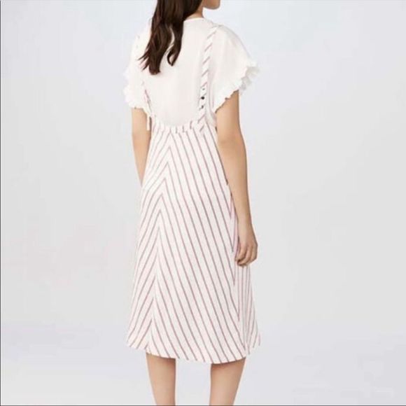 Maje Rabano Striped Suspender Midi Dress Small - Picture 4 of 13